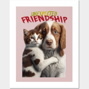 UNEXPECTED FRIENDSHIP - CAT AND DOG Posters and Art